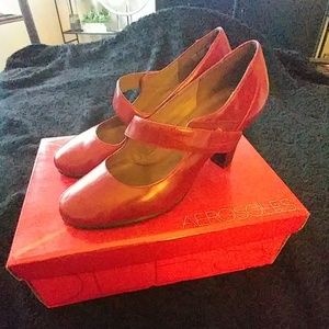 Aerosoles Women Red Leather Heel Pumps